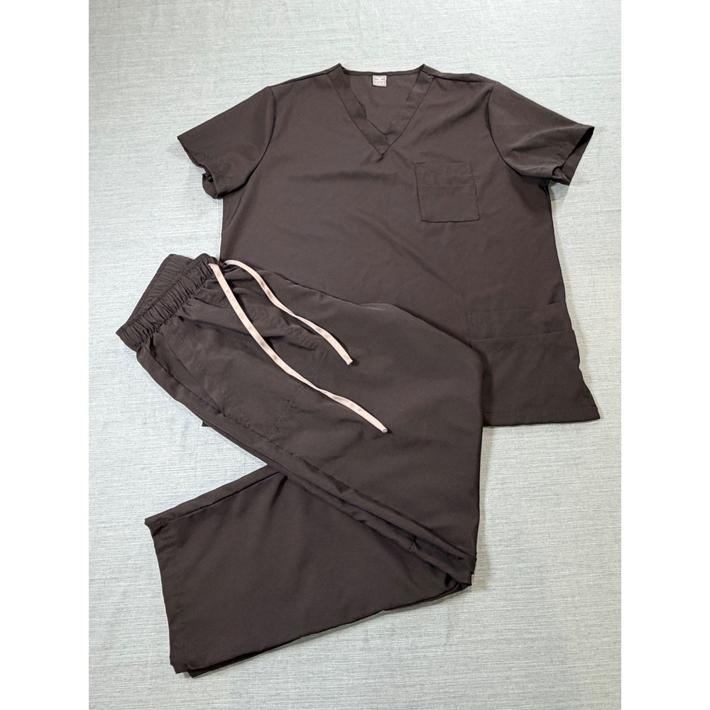 Niaahinn Scrub Top and Pants Set Black  Women Large